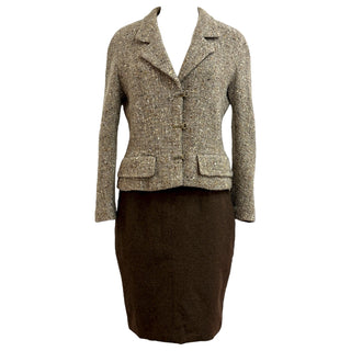Chanel Brown Wool Tweed Jacket and Skirt Set