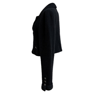 Chanel Black Cropped Braided Trim Tweed Jacket