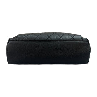 Chanel Black Caviar Quilted Leather Turn-Lock Front Pocket Shoulder Bag With Gold Hardware