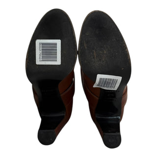 Hermès Brown Leather Knee-High Boots with Wrap Strap & Buckle