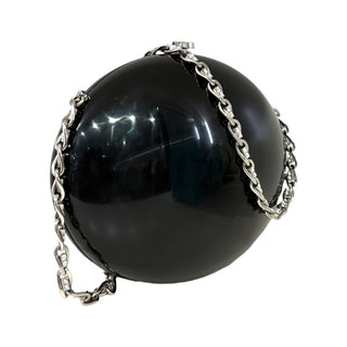 Chanel Black Resin Crystal Chain Fringe CC Oval Minaudière Bag