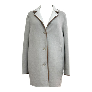 Loro Piana Grey Cashmere Reversible Coat with Contrast Trim