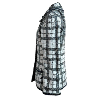 Chanel Black & White Sequin Jacket With Tweed Contrast Trim
