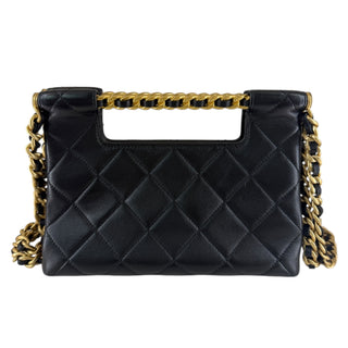 Chanel Black Quilted Lambskin Mini Top Handle Shopper Bag