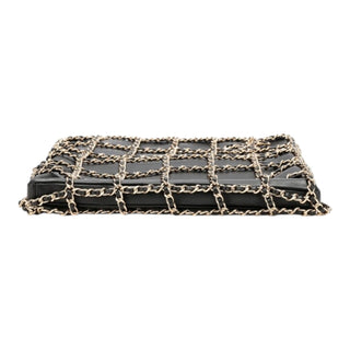 Chanel Black Leather Chain-Embellished Tote Bag