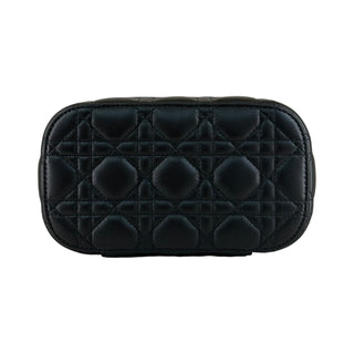Christian Dior Black Lambskin Small Embroidered Travel Vanity Case with Strap