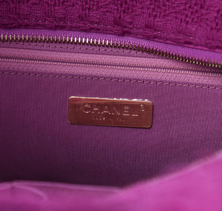 Chanel Magenta Tweed Large Zipped Shopping Tote Bag