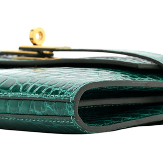 Hermes Vert Emeraude Alligator Kelly Wallet With Gold Hardware