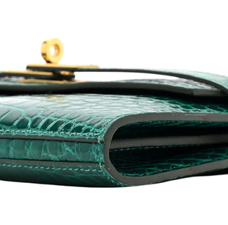 Hermes Vert Emeraude Alligator Kelly Wallet With Gold Hardware