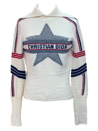 Christian Dior Étoile Tricolore Knit Turtleneck Sweater