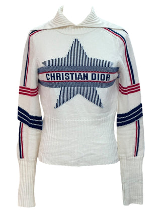 Christian Dior Étoile Tricolore Knit Turtleneck Sweater