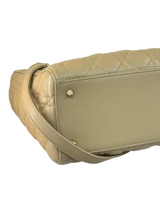 Christian Dior Beige Diamond Lambskin Medium Lady Dior Bag