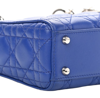 Christian Dior Blue Lambskin Quilted Mini Lady Dior Bag