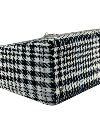 Christian Dior Mint Green Tweed Crocodile Mink Plaid Medium Lady Dior Bag