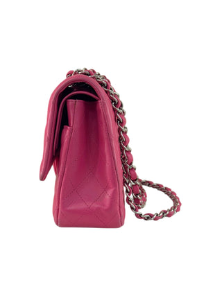 Chanel Hot Pink Lambskin Quilted Medium Double Flap Bag With PHW