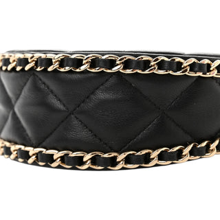 Chanel Lambskin Black Quilted Mini Chain Around Hobo Bag