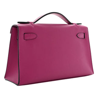 Hermes Kelly Pochette In Rose Pourpre Swift Leather With PHW