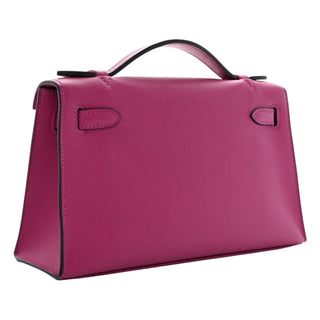 Hermes Kelly Pochette In Rose Pourpre Swift Leather With PHW