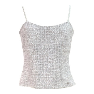 Chanel Pastel Fringe-Trimmed Tweed Jacket & Matching Strap Top Set