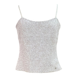 Chanel Pastel Fringe-Trimmed Tweed Jacket & Matching Strap Top Set