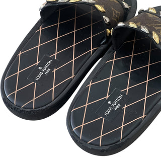 Louis Vuitton Monogram Slide Sandals with Crystal Embellishment