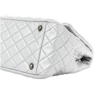 Chanel Silver Metallic Calfskin Quilted XXL Travel Flap Bag