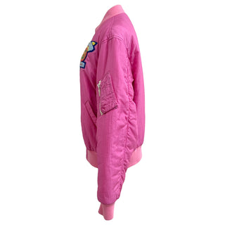Gucci Pink Embroidered Patch Bomber Jacket