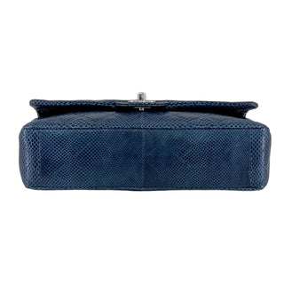 Chanel Blue Lizard Medium Double Flap Bag With Palladium Hardware