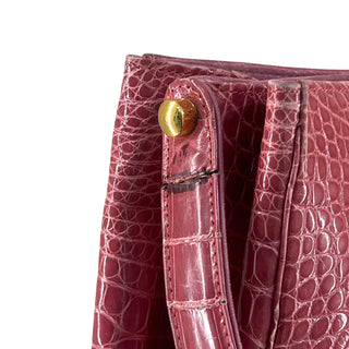 Chanel Vintage Pink Crocodile Medium Kelly Shoulder Bag With Gold Hardware