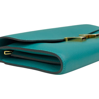 Hermes Vert Bosphore Evercolour Constance Wallet With Gold Hardware