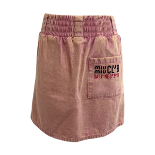 Miu Miu Pink Washed Denim Cropped Jacket & Skirt Set