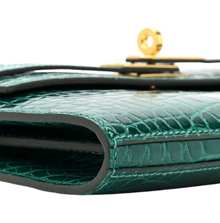 Hermes Vert Emeraude Alligator Kelly Wallet With Gold Hardware