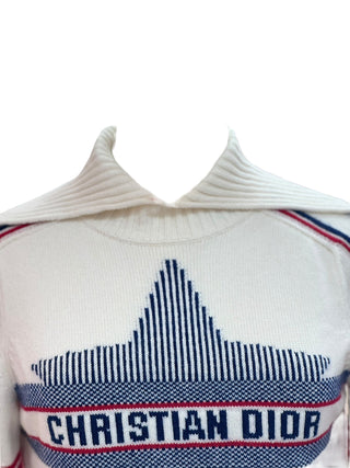 Christian Dior Étoile Tricolore Knit Turtleneck Sweater