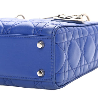 Christian Dior Blue Lambskin Quilted Mini Lady Dior Bag