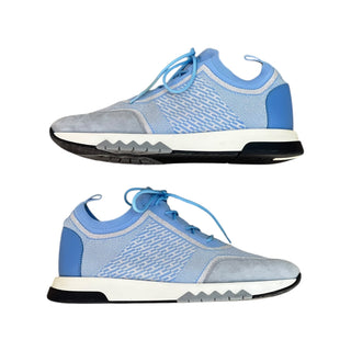 Hermes Light Blue Knit & Suede Panel Sneakers