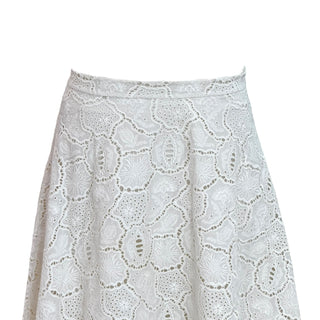 Christian Dior White Lace Pattern Midi Length Skirt