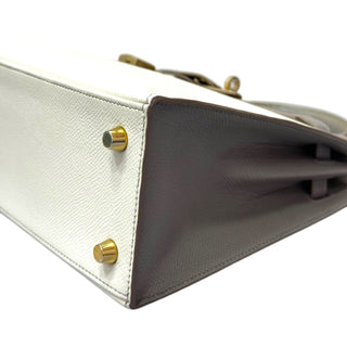 Hermès Kelly 25 Craie & Gris Asphalte In Epsom Leather With Gold Hardware