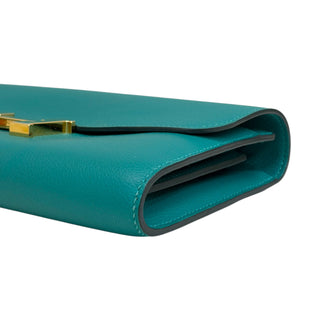 Hermes Vert Bosphore Evercolour Constance Wallet With Gold Hardware