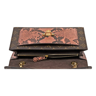 Louis Vuitton Rose Bruyère Python & Monogram Canvas Victoire Bag With Gold Hardware