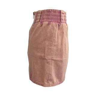 Miu Miu Pink Washed Denim Cropped Jacket & Skirt Set