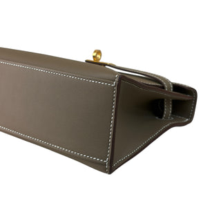 Hermès Kelly Pochette Etoupe Swift Leather With Gold Hardware