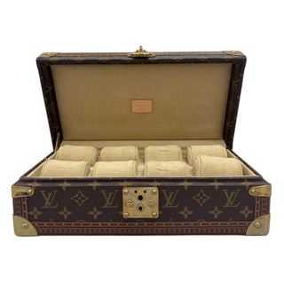 Louis Vuitton Brown Monogram Canvas 8-Watch Case With Golden Brass Hardware