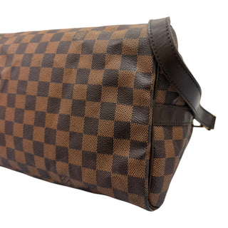 Louis Vuitton Speedy 35 In Damier Ebene Canvas With Dark Chocolate Leather Trim