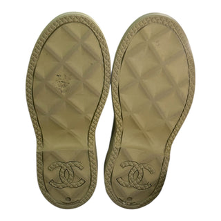 Chanel Khaki CC Logo Rubber Mid-Calf Rain Boots