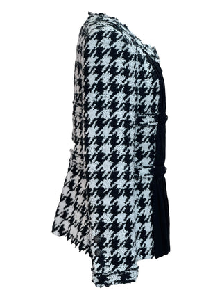 Chanel Black & White Muse Houndstooth Pleated Jacket