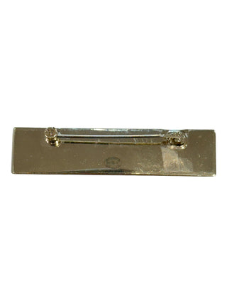 Chanel Gold-Tone Logo Bar Brooch With Black Enamel Lettering