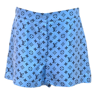 Louis Vuitton Blue Monogram Satin Shorts