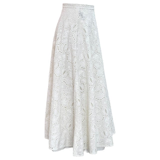 Christian Dior White Lace Pattern Midi Length Skirt