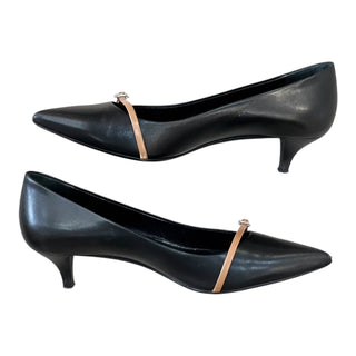 Hermes Black Leather Pointed Toe Kitten Heel