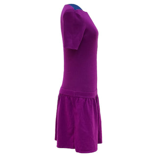 Chanel Purple Knit Drop-Waist Dress With Blue Shoulder Detail